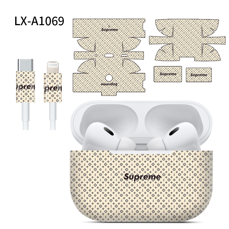 Adecuado para pegatinas de AirPods Pro2/Pro3, textura mate, película para auriculares Apple, película protectora de cobertura total