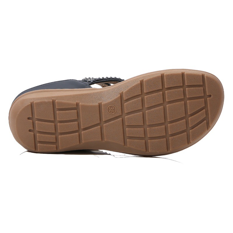 2024 verano nuevo europeo y americano retro flor con cuentas rhinestone moda todo partido suave y cómodo más tamaño sandalias para mujeres