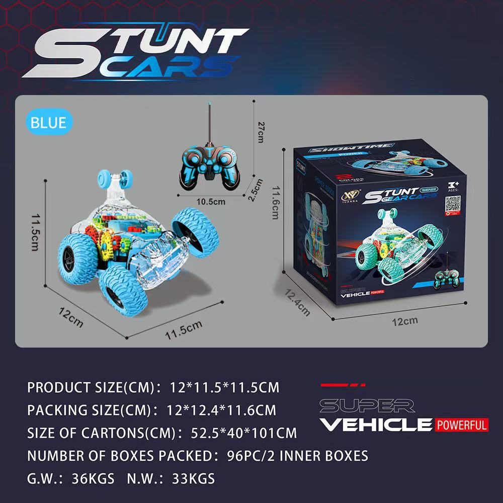 원격 제어 투명 기어 덤프 트럭 - 파란색 [영어 색상 상자]