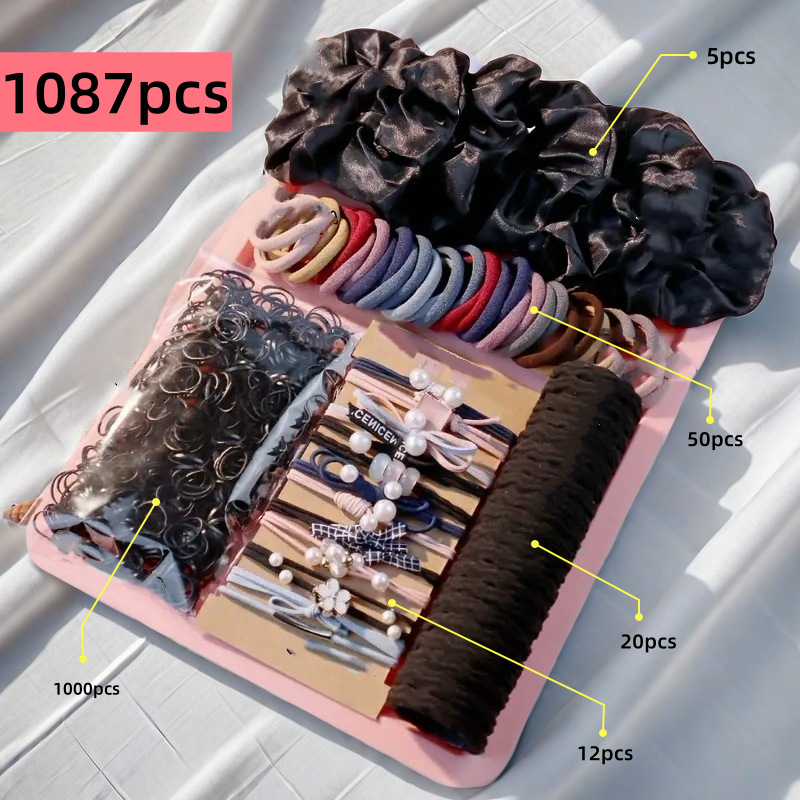 Set de joyería para el cabello 1087 piezas, ligas, cintas y accesorios simples para niñas
