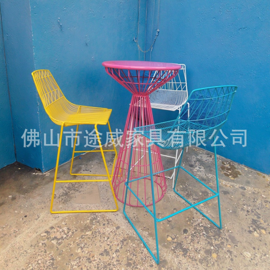 Italian-Style Minimalist Bar Counter, Creative Hollow-Out Square Table, High Bar Table, Milk Tea Shop, Cafe Bar Table, Outdoor Cake Table