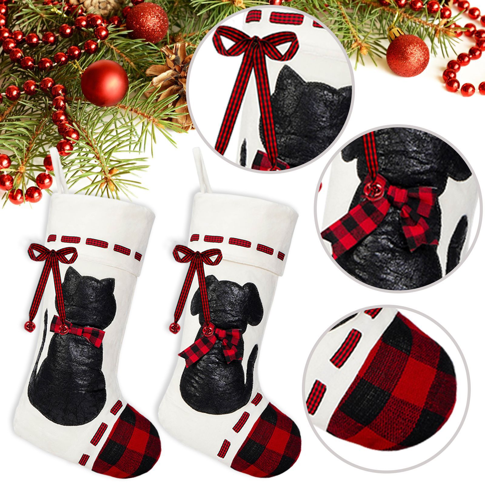 Calcetines de Navidad transfronterizos negros gatos gatos perros calcetines de Navidad creativos colgantes de Navidad bolsas de regalo lindas bolsas de dulces