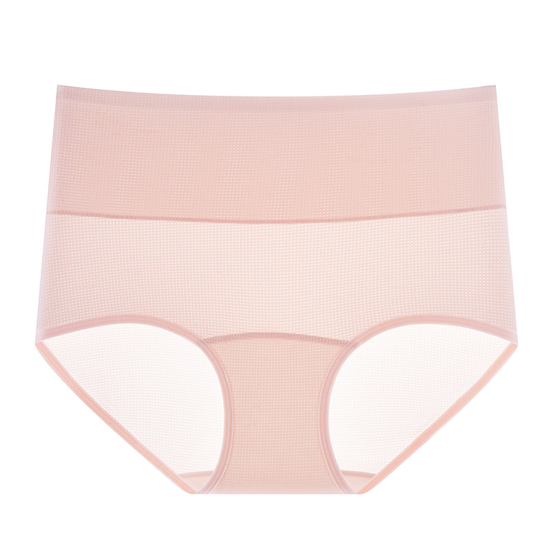 Primavera y verano nuevo agujero transpirable seda de hielo talla grande cintura alta abdomen 10A entrepierna antibacteriana entrepierna de algodón calzoncillos para mujer