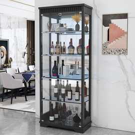实木玻璃酒柜展示柜现代简约客厅靠墙新中式酒柜玻璃门家用餐边柜