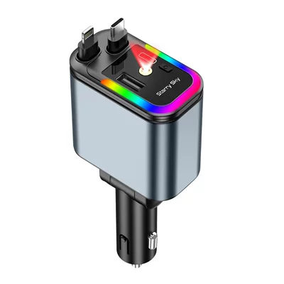Starry Sky Ceiling Car Charger 180W Mobile Phone Super Fast Charging Atmosphere Light Retractable Cable One to Four Car Cigarette Lighter (Mobil şarj cihazları) - 120w-starry-sky-lamp-apple-head-type-c-telescopic-cable-car-charger-opp-bag