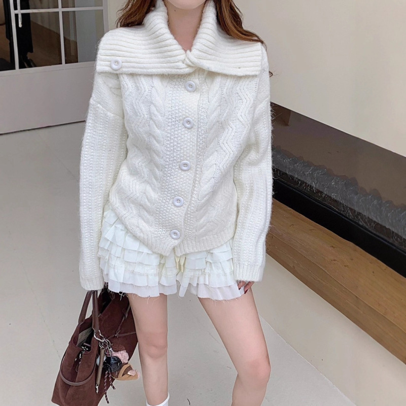 【Clearance Sale at a Loss, No Returns or Exchanges】Stylish Wool Knit Sweater Cardigan with Convertible Collar, Can Be High Neck or Open Front 【Clearance Sale at a Loss, No Returns or Exchanges】Stylish Wool Knit Sweater Cardigan with Convertible Collar, Can Be High Neck or Open Front