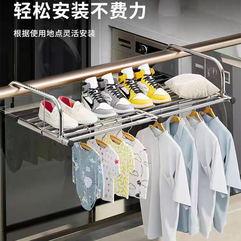 Clothes drying rack outside the guardrail window