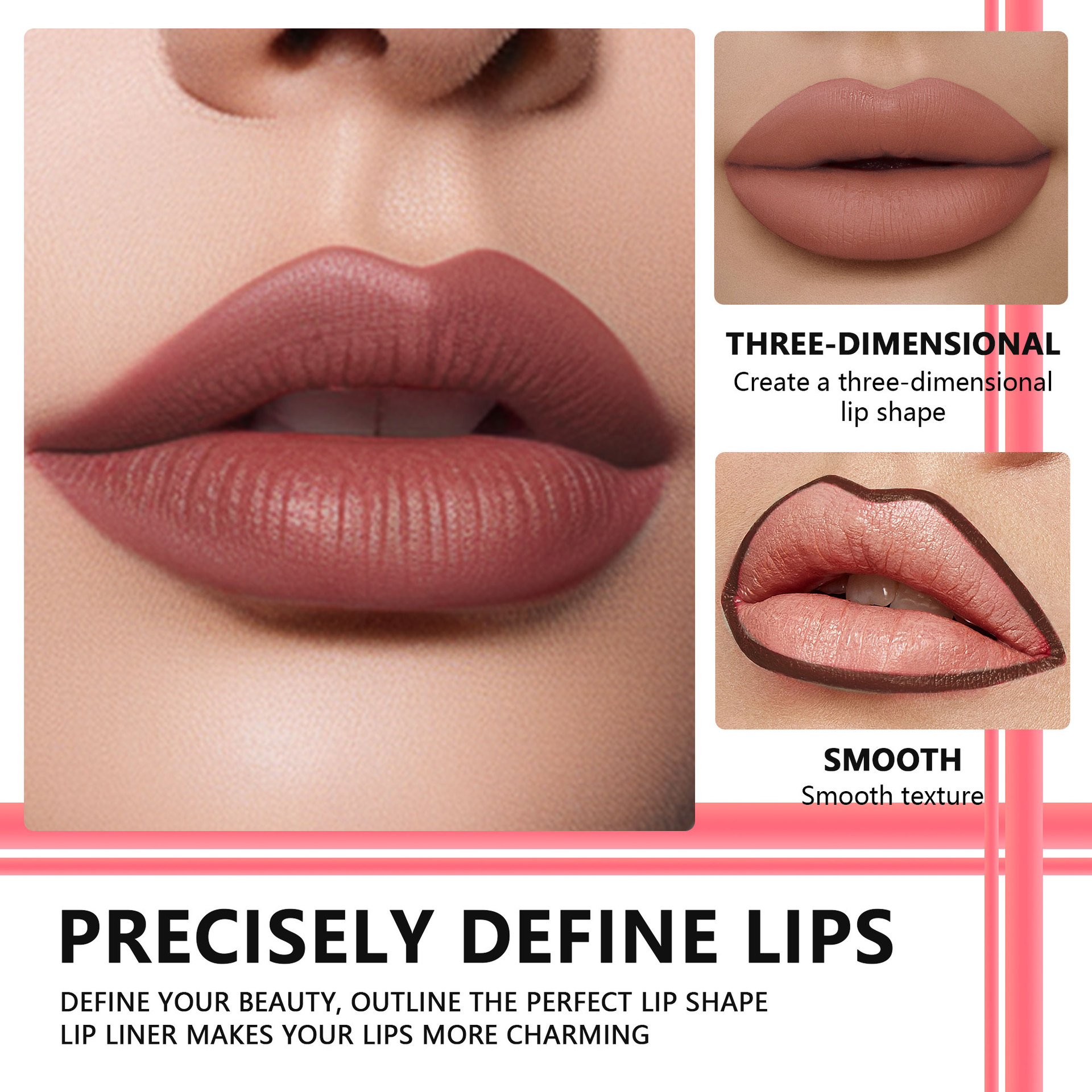 SHCOETY European and American Cross-border 12-color matte red Lip liner Pen Set, Nude color, long-lasting and non-fading third generation Application Scenario