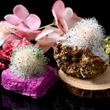 跨境热销毛球矿标红宝石绿云母兔毛共生矿标水晶工艺品创意摆件