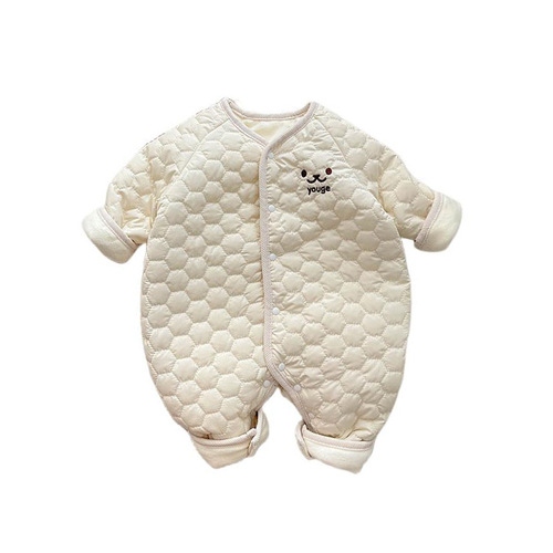 ins Korean version of baby winter jumpsuit cotton plus velvet thickened male and female baby warm rompers newborn bodysuit