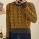 小个子懒风复古风<font red=H>针织</font>套头<font red=H>毛衣</font><font red=H>女式</font><font red=H>针织</font><font red=H>衫</font>上衣短款胖妹妹宽松外套