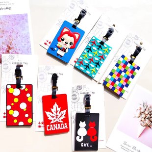 Luggage tag new hot selling geometric pattern silicone pvc soft rubber boarding pass luggage check tag wholesale