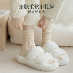 New women's socks autumn and winter mid-calf socks thickened warm confinement socks home sleeping ladies plus velvet stockings winter