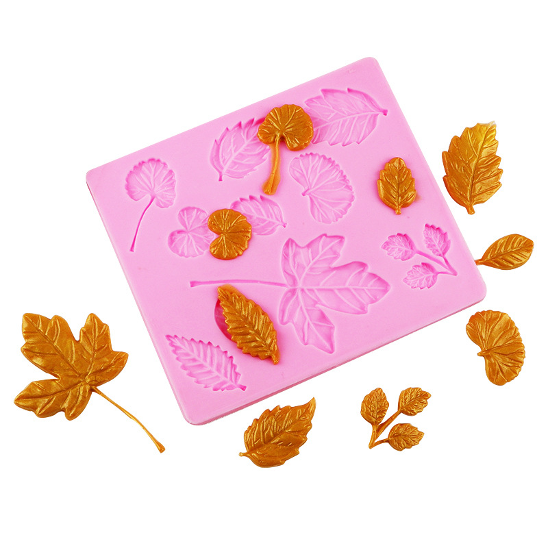 Ginkgo biloba hojas de arce hojas molde de pastel de silicona molde de chocolate herramientas de horneado arcilla molde de cerámica suave