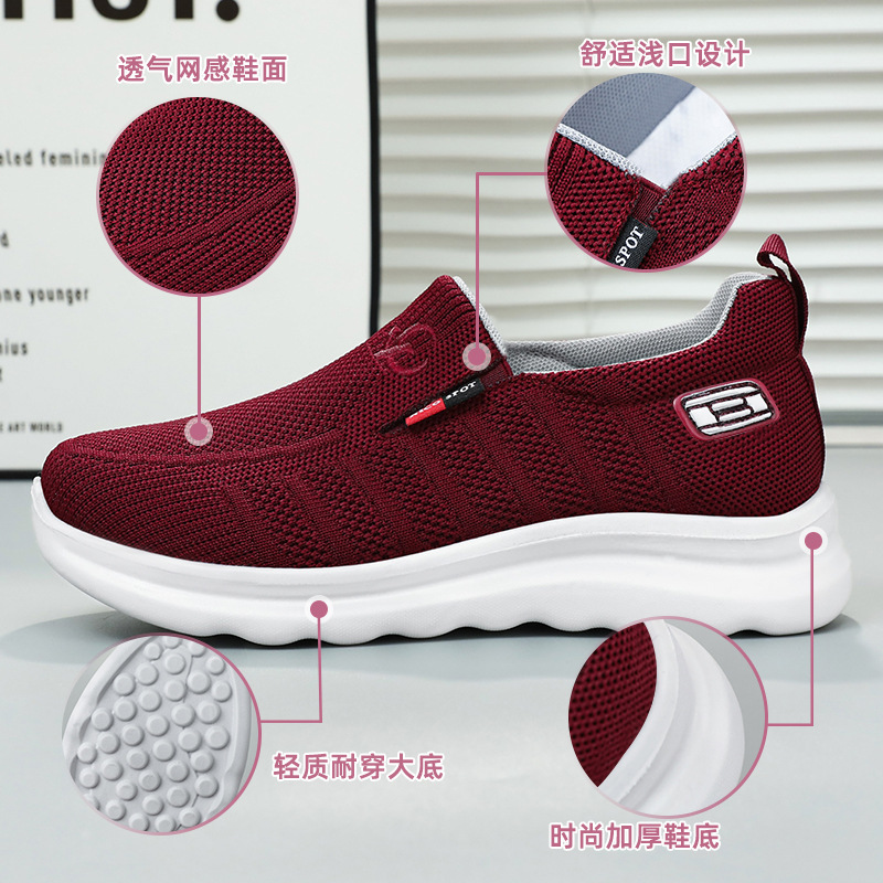 Zapatos de tela para mujer nuevo estilo comercio exterior Flying Weaver zapatos transfronterizos al por mayor tendencia de zapatos de suela blanda casual zapatos de madre de un pie