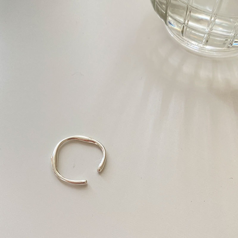 Anello aperto regolabile minimalista in argento massiccio 925_voghion.com