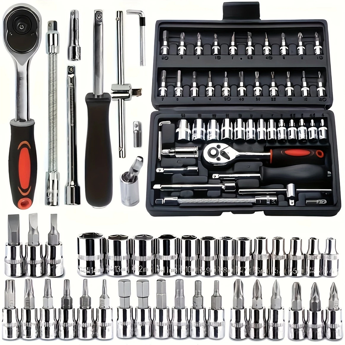 216 piezas de hardware manguito trinquete llave caja de herramientas de reparación de automóviles conjunto multifuncional herramientas de reparación de automóviles al por mayor image 11
