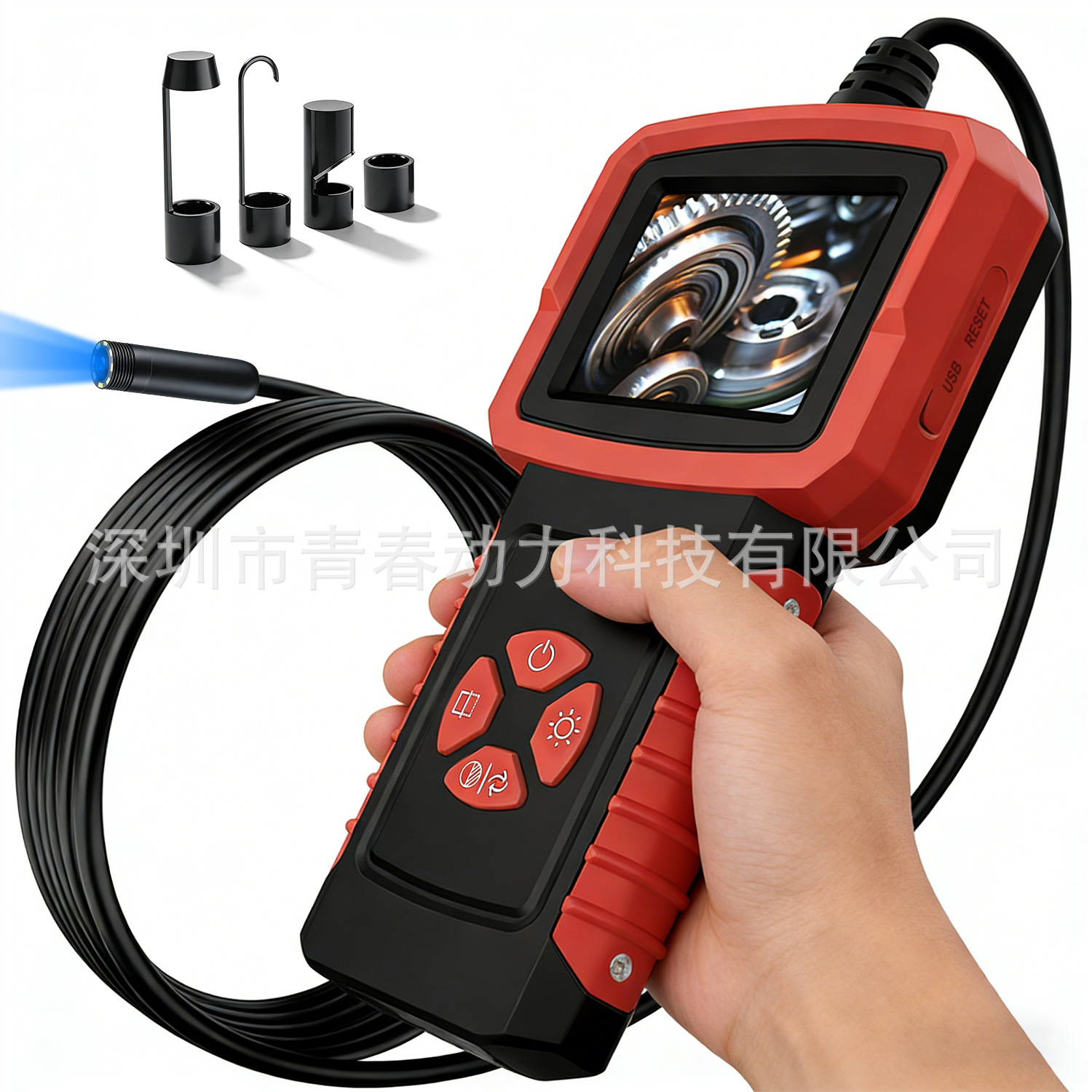 Portable industrial endoscope, 2.4 inch HD, 200W, waterproof
