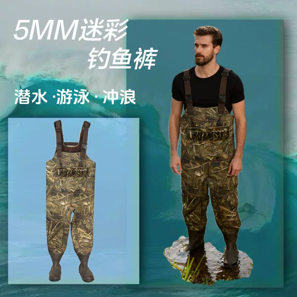 Waterproof Wading Pants Manufacturer Customized 5mm One-Piece Wading Pants for Hunting Fish and Sea Fishing Waterproof One-Piece Wading Pants