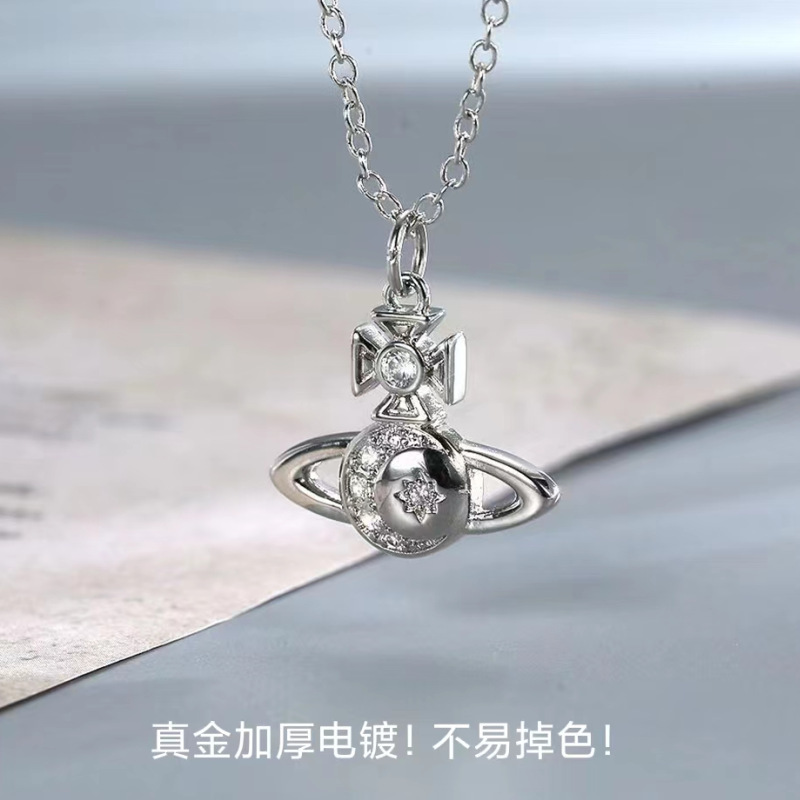 Western Empress Dowager Vivian New Star and Moon Saturn Necklace Fashionable Elegant Necklace One-Piece XL22-19 Western Empress Dowager Vivian New Star and Moon Saturn Necklace Fashionable Elegant Necklace One-Piece XL22-19