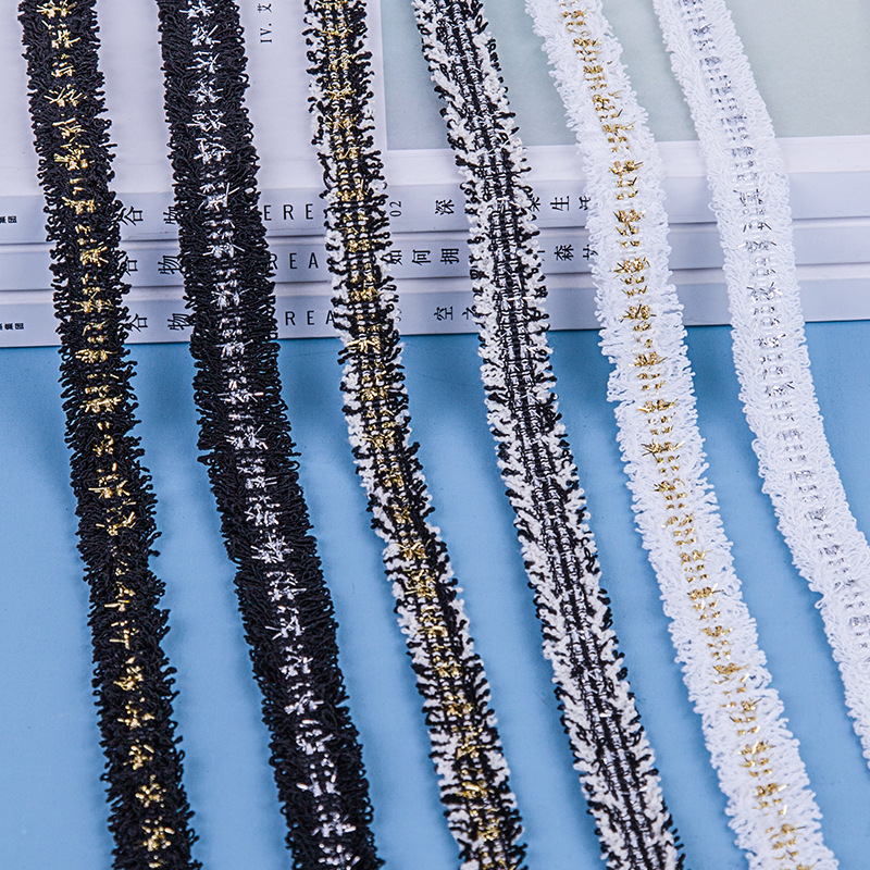 金银丝小香风花边1.5CM发夹手工diy装饰衣服蕾丝织带服装辅料2米