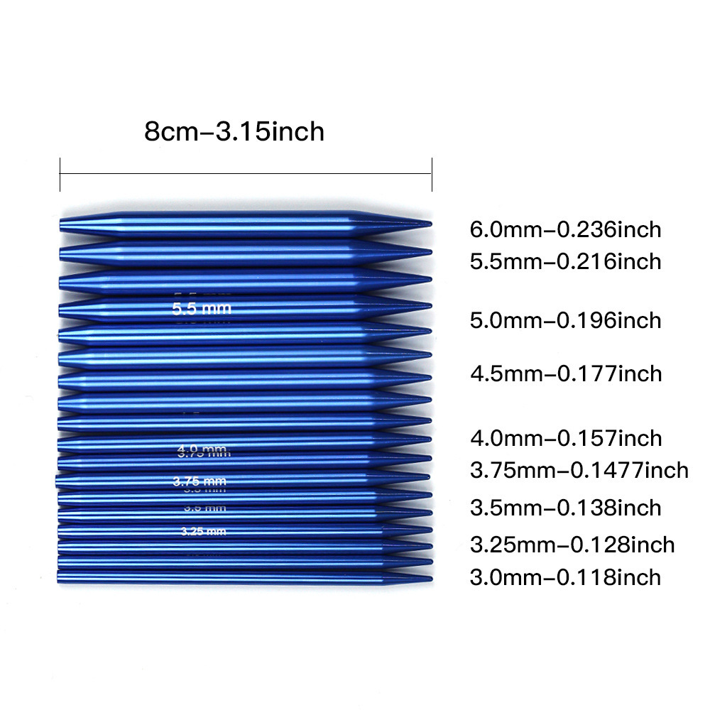 Agujas de suéter transfronterizas azules de óxido de aluminio desmontables set de aguja de anillo largo 8CM un set de 9 tarjetas de pago