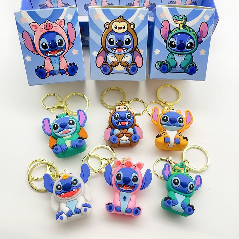 Stitch 12 llavero del zodiaco caja ciega Stitch divertido diario muñeca juego de moda mochila bolsa colgante muñeca pequeña