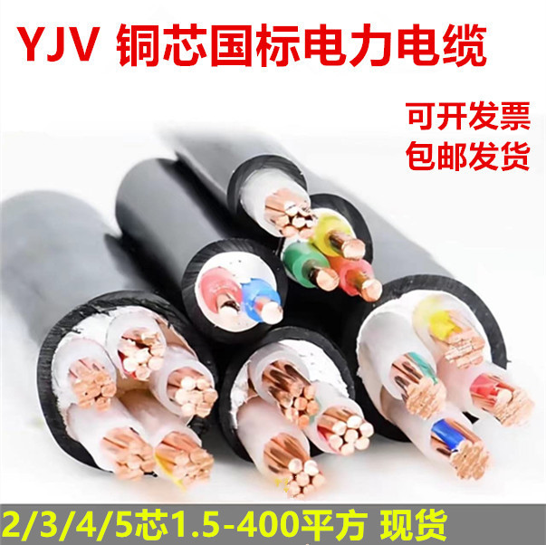 Copper core YJV VV2/3/4/5 core 6 10 16 25 50 square national standard crosslinked power wire and cable