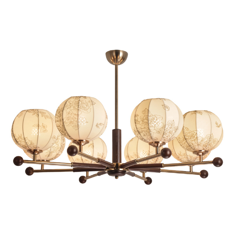 Lámpara de la sala de estar francesa medieval nuevo Nanyang vidrio de madera maciza retro simple creativo caqui atmósfera lámpara 194L
