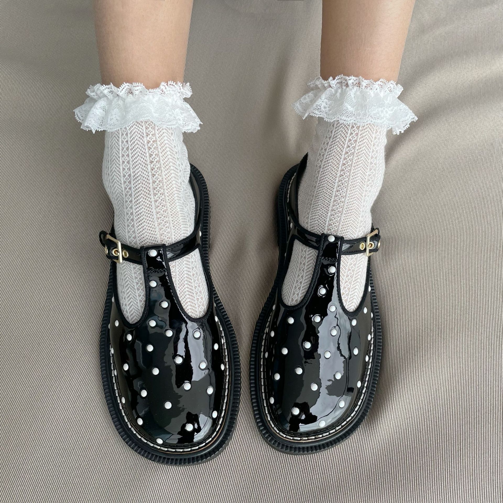 Summer new arrival hollow wavy lace small lace white cotton socks…