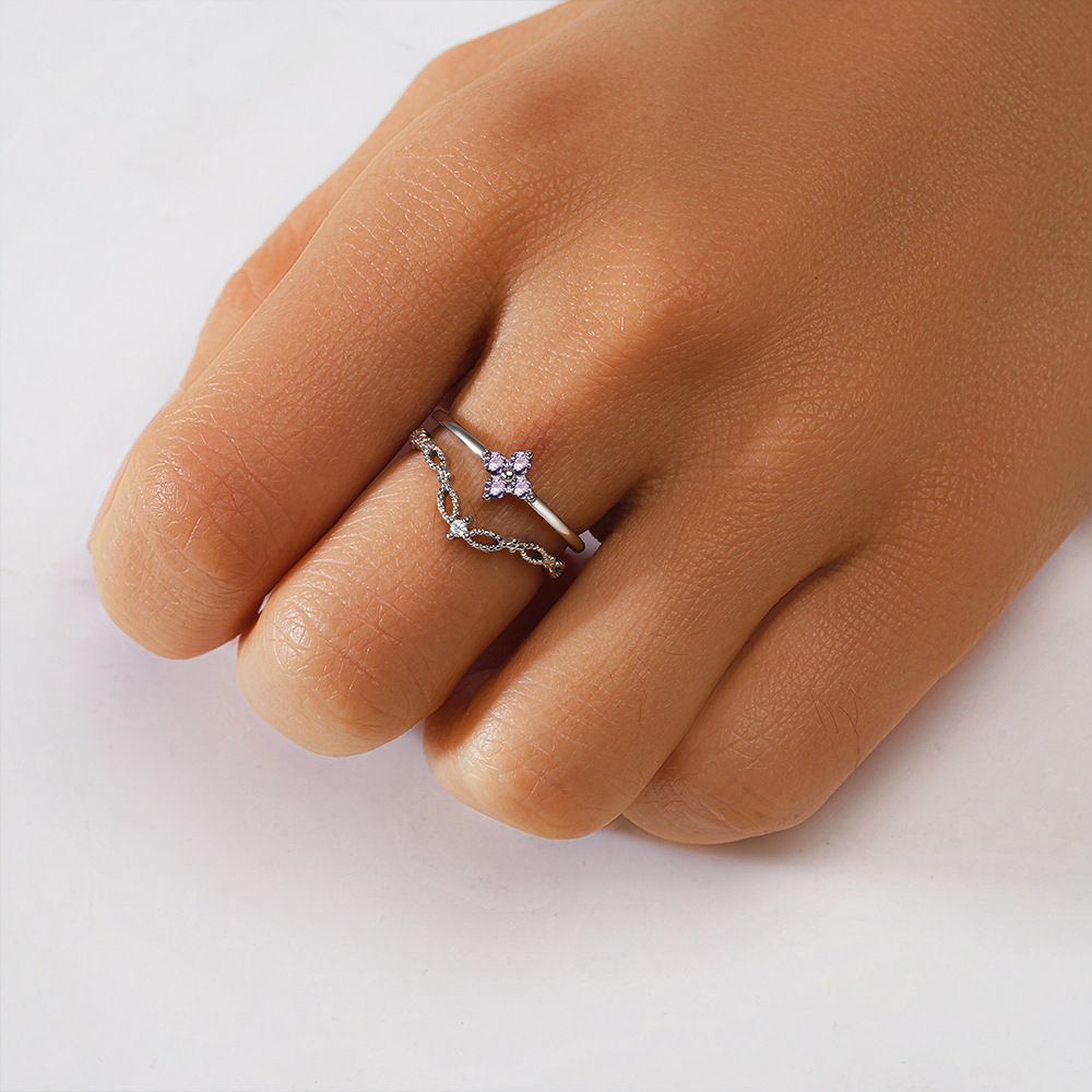 4g Weight Zircon Inlay Material Open Rings Classification Adjustable Ring Size 1 Piece Quantity Daily Occasion 925 Sterling Silver Material Geometric Pattern Women's Gender Plating, Inlay Design Simple Style Style 925 Sterling Silver Zircon Geometric Open Rings 17