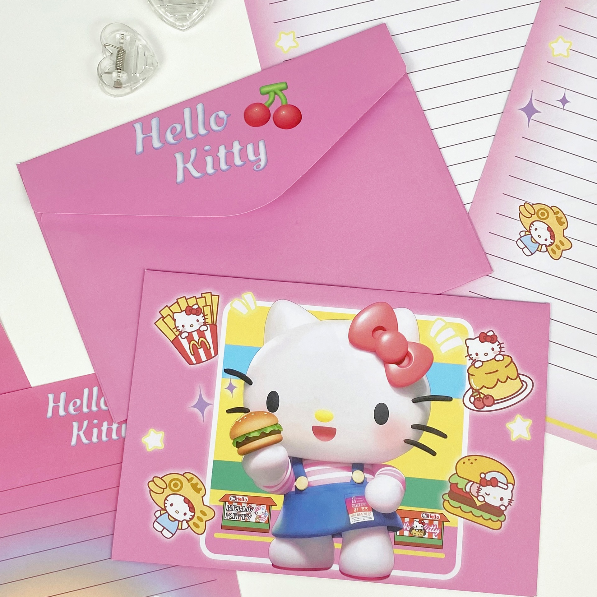 Nuevo KT música encantadora hamburguesa rosa creativa de alto valor nominal pequeño libro rojo viento conmemorativo sobre de regalo