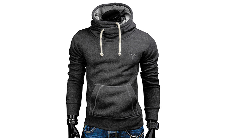 2024 Men's Solid Color Sheep Horn Embroidered Fashion Simple Pullover Hoodie Sweater_voghion.com
