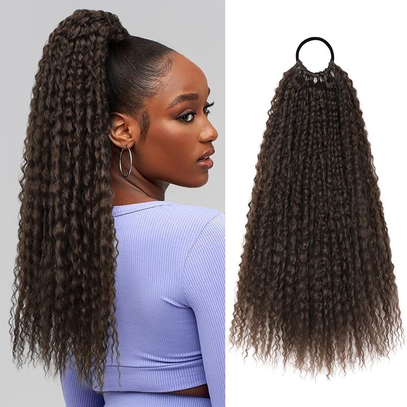 Wig Horsetail African Black Wrapping Horsetail Hair Rewig Messy Dirty Braid Horsetail Hair Rewig Multi-strand Screw Roll Horsetail