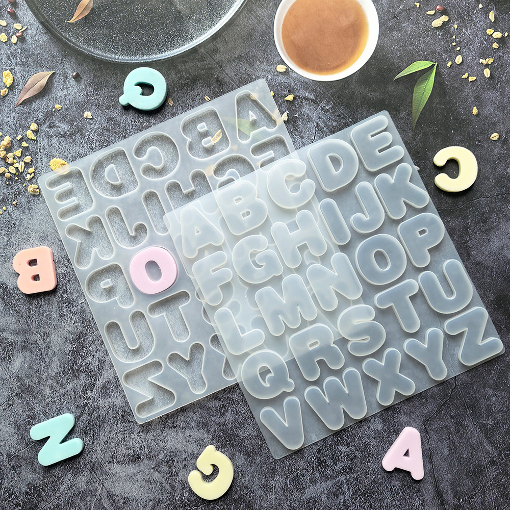 Epoxi 26 letras inglesas 224 molde de silicona de chocolate molde de postre de caramelo molde de horneado de pastel