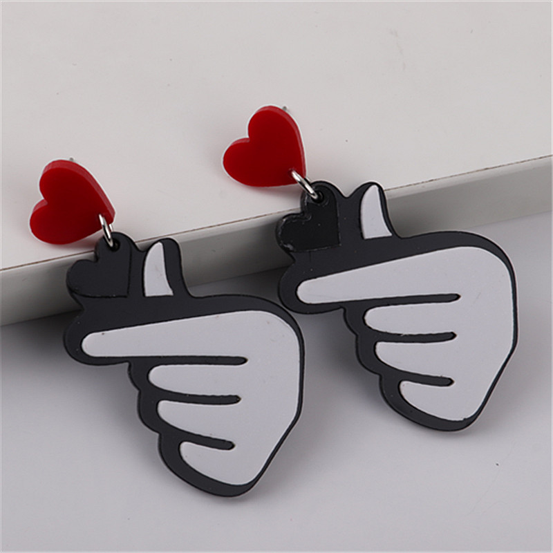 1 Pair Fashion Heart Shape Arylic Patchwork Women's Drop Earrings display picture 1