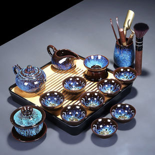 Ru Kiln Tea Set Kiln Turned Ceramic Teapot Kung Fu Jingdezhen White Porcelain Tea Cup Cover Bowl Tea Household Whole Wenwo