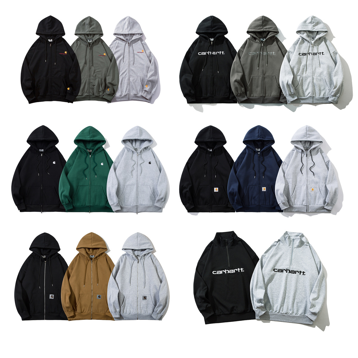 가을, 겨울 Carhartt Carhartt 지퍼 카디건 플러스 벨벳 스웨트 셔츠 클래식 루즈 남성 두꺼운 코트 트렌디 긴 소매