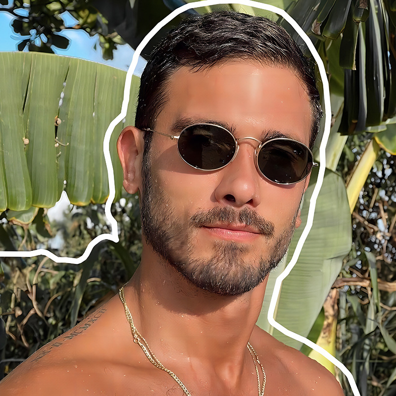 13g Weight Full Frame Glasses Structure Sunglasses Classification PC, UV400 Protection Lens Material Oval Frame Glasses Style Outdoor, Travel Occasion Solid Color Pattern Unisex Gender Streetwear Style Streetwear Solid Color PC UV400 Protection Oval Frame Full Frame Men's Sunglasses 无