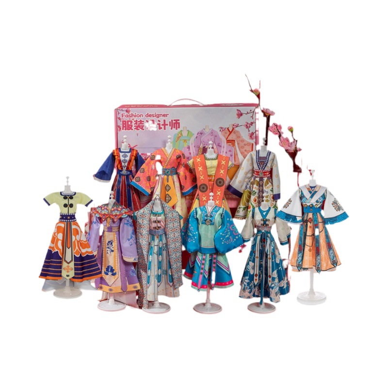Kit de materiales para diseño de ropa infantil, juguetes de diseño, vestido Hanfu, juego de imitación, creativo, hecho a mano, educativo