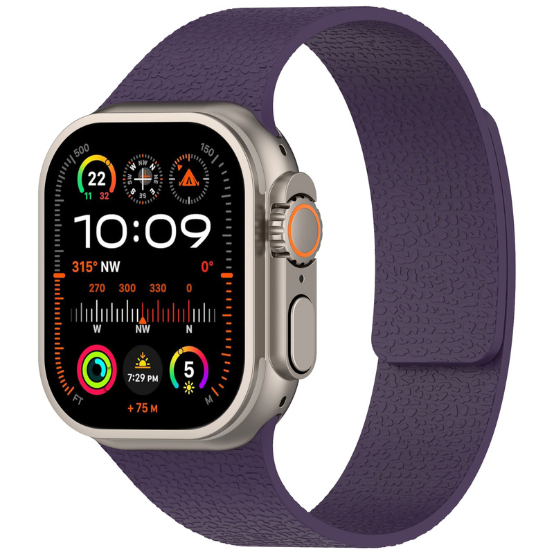 适用苹果手表带Apple Watch荔枝纹表带 Ultra荔枝纹硅胶磁吸表带|undefined