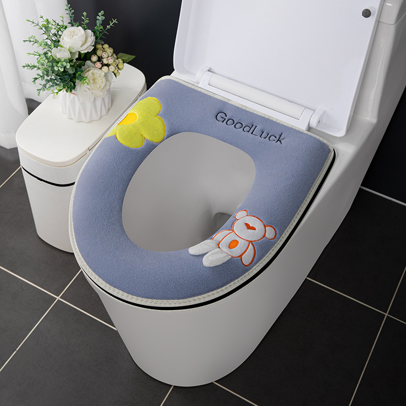 Otoño e Invierno estera del inodoro con la manija de la arandela del asiento Four Seasons universal impermeable cubierta del inodoro del hogar cubierta del inodoro estera