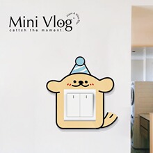 奇趣小狗开关贴保护套家用开关边框套创意亚克力墙贴自粘防水防潮