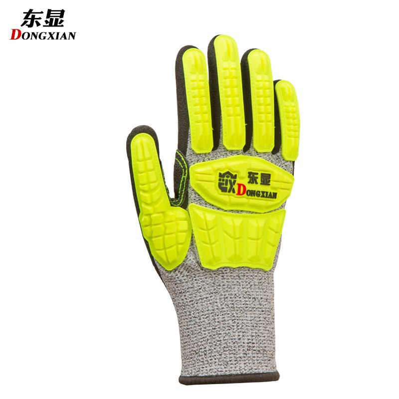 Guantes de trabajo resistentes a cortes de nivel 5 de calibre 13, resistentes a pinchazos, antideslizantes y resistentes al desgaste para trabajos en obras de construcción, suministro exclusivo transfronterizo.