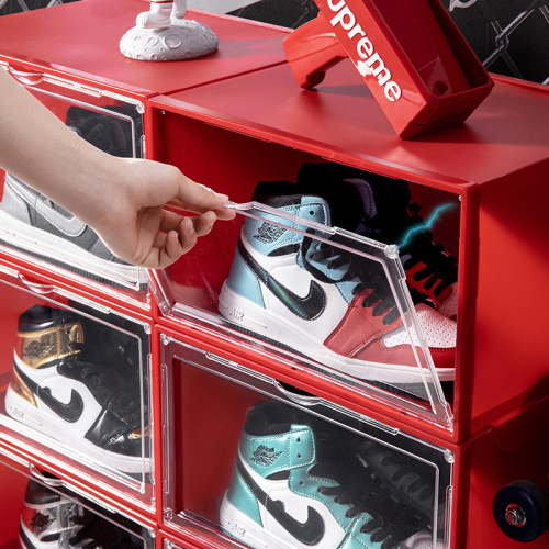 Transparent shoe box aj shoe storage box household drawer-type dust-proof plastic shoe cabinet internet celebrity sneaker shoe wall space saving