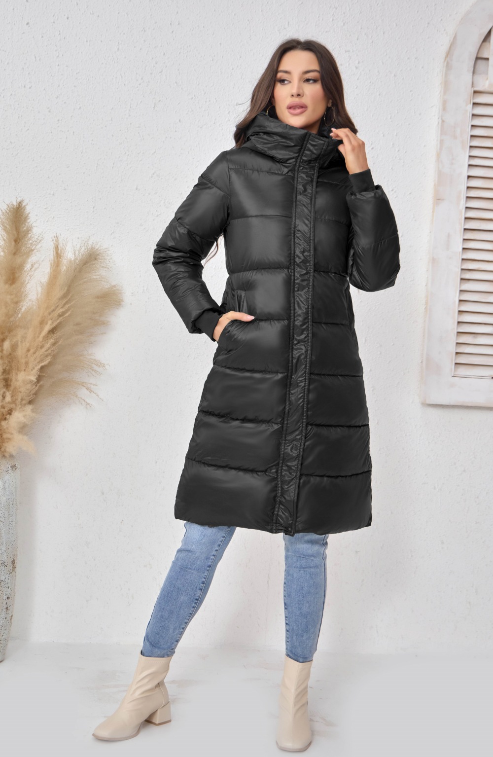 Langer Damen-Wintermantel mit Kapuze, dick gesteppt, modische und elegante Outdoor-Jacke, auch in großen Größen erhältlich_voghion.com