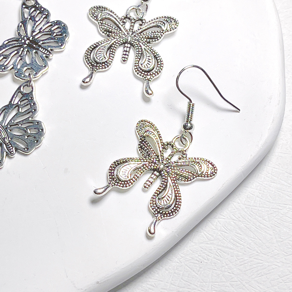 Metal Material 1 Pair Cute Butterfly Metal Drop Earrings