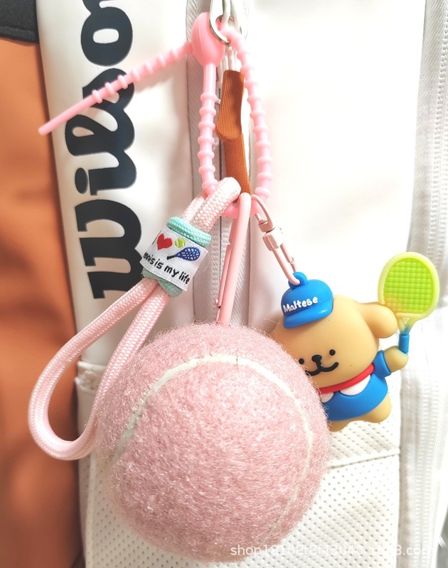 漫画かわいい子犬テニスキーホルダーバッグペンダント車のキーチェーンペンダントテニスボールギフト卸売|undefined