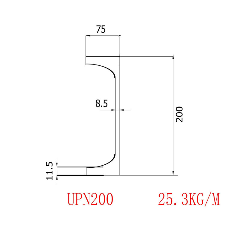 UPN欧标槽钢200规格200*75*8.5*11.5材质S355批发价格