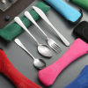 Tableware stainless steel, street set, handheld cloth bag, fork, spoon, suitable for import, 3 piece set